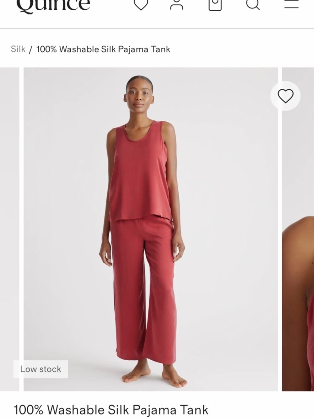 Quince 100% Silk Women's Pajama set  - crimson red